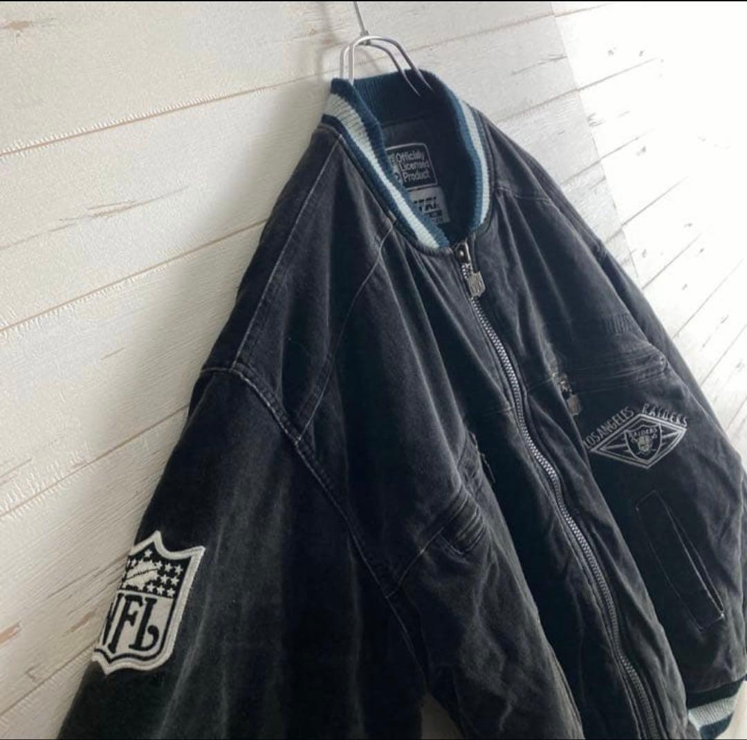 な*き様 《超希少品》NFL レイダース☆ブルゾン　刺繍ロゴ　チームロゴ　ベロア