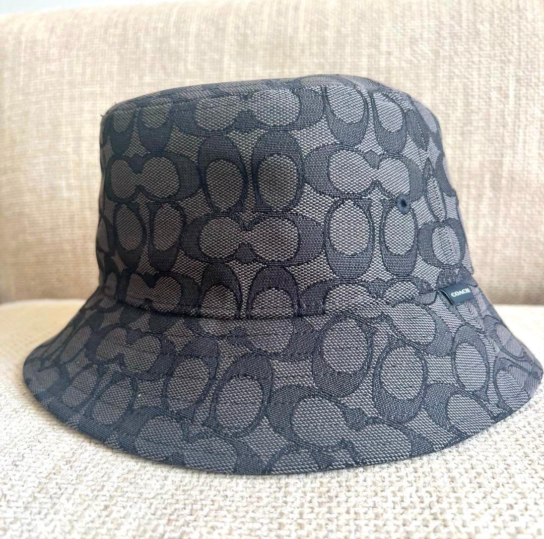 COACH バケットハット グレー系ロゴパターン M/Lサイズ
