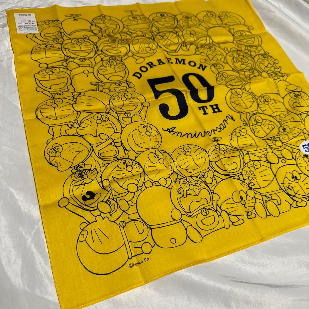希少 ドラえもん 50周年 ハンカチ バンダナ イエロー 刺繍 - メルカリ