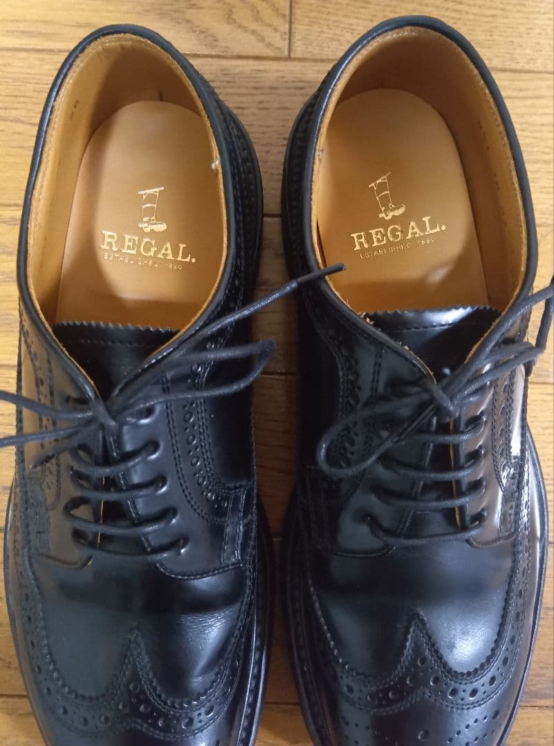 REGAL 26 3E ウィングチップ 黒 幅広 JN03 おかめ飾り リーガル - メルカリ