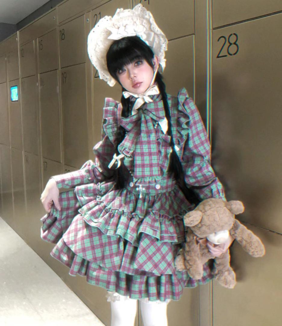 即納 CATCOCOONクラシカルドール 長袖 セットアップ 緑チェック - メルカリ