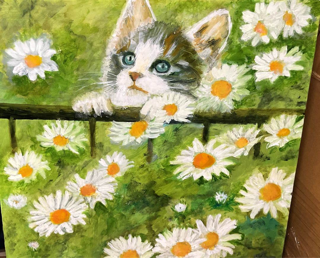 油彩画 「 お花畑でかくれんぼ 」 原画 F10号