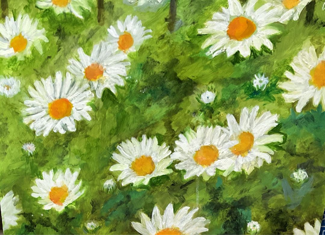 油彩画 「 お花畑でかくれんぼ 」 原画 F10号