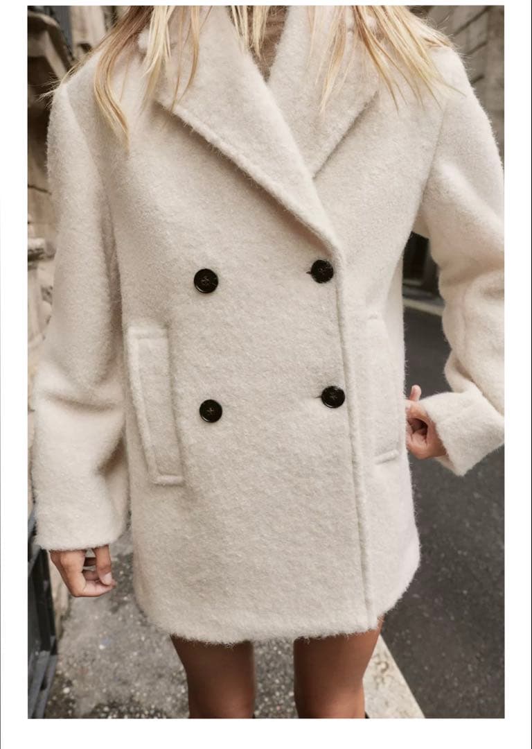 ブークレダブルブレストミディ丈コート ZARA コート XS - メルカリ