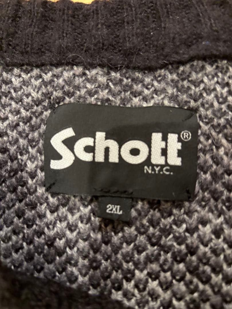 希少サイズ2XL】Schott（ショット）レオパード柄 モヘア混ニット