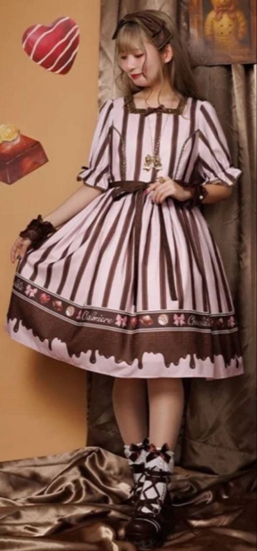 axes femme Chalmiere ボンボンショコラ柄ワンピース（ピンク） ボンボンショコラ柄ワンピース【受注生産】 | Chalmiere | axes femme