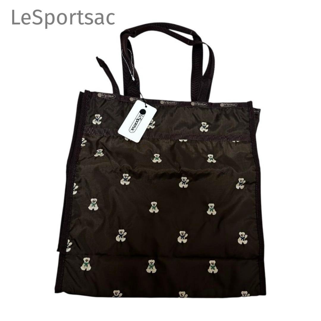 ✨新品タグ付き LESPORTSAC クマ刺繍 トートバック ブラウン GH EMERALD TOTE｜トートバッグ｜バッグ｜レスポートサック公式