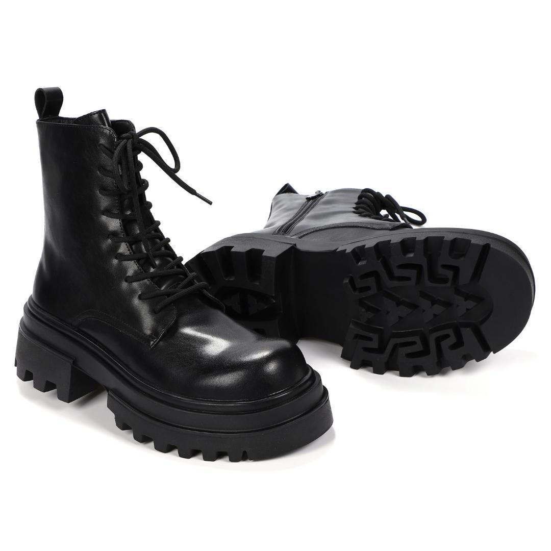 27cm/最大10cm身長UPメンズシークレットブーツ厚底靴ジップアップYU