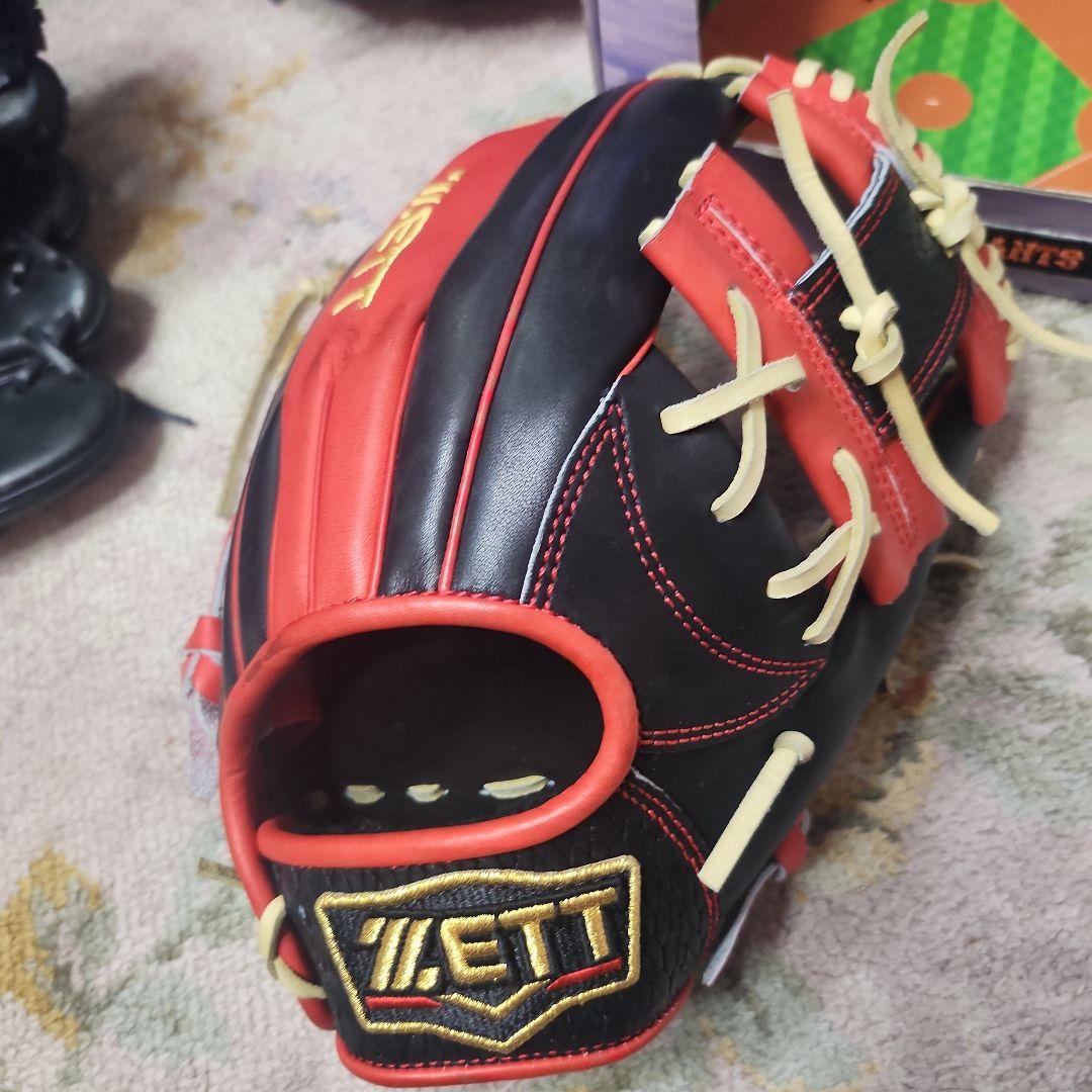 ZETTプロステ軟式グローブ 黒/赤 ゼット（ZETT） グローブ キッズ 少年軟式グラブ アクロキャッチ