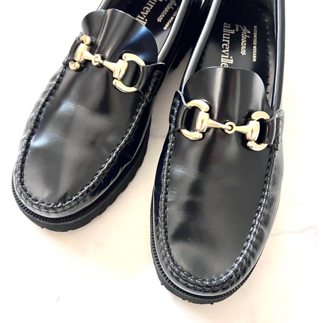 良品】allureville×ARTESANOS ビットローファー 黒 24