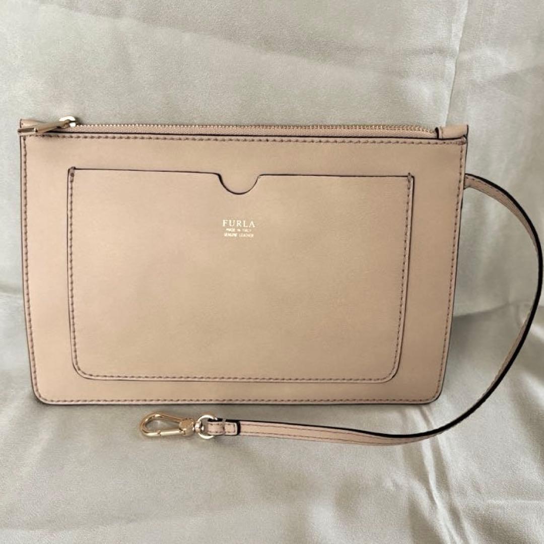 【FURLA】フルラ バケツ型2wayバッグ/同色ポーチ付き《美品》