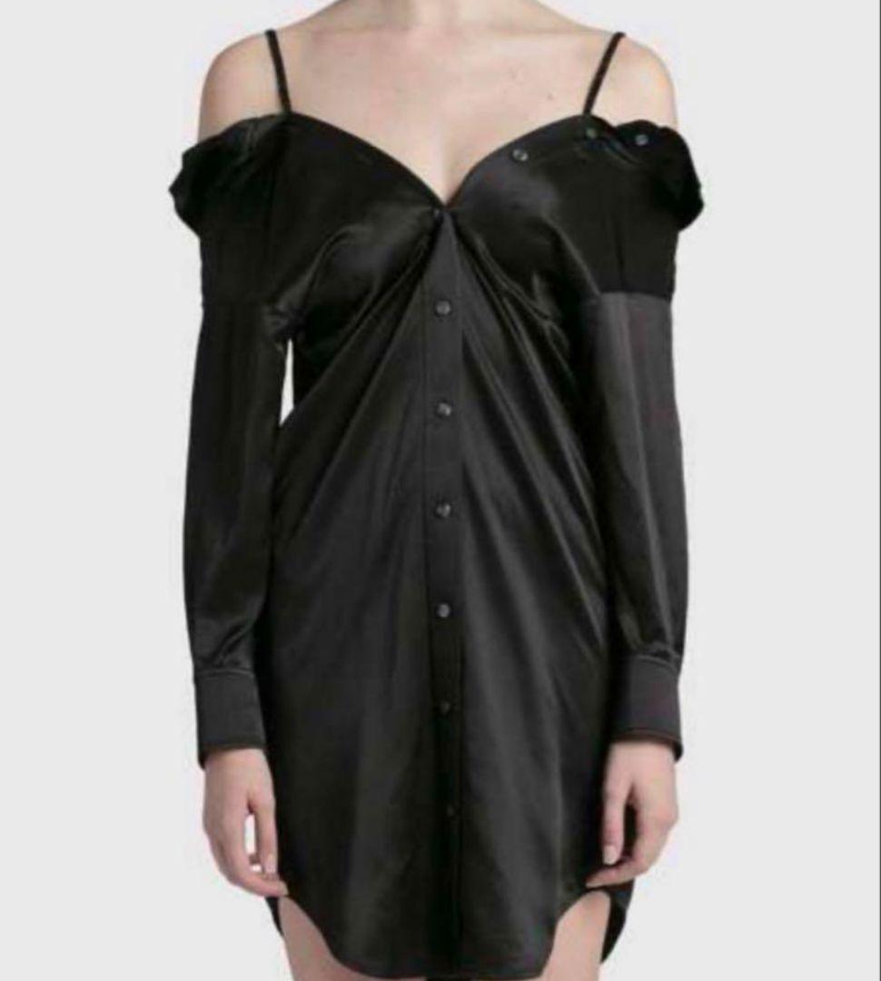 レア【アレキサンダーワン】シャツワンピース シルク オフショルダー