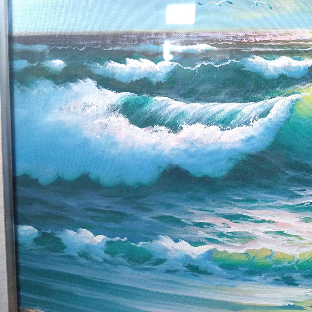 《値下げOK》模写 千葉弘道「朝やけの海」油彩 F20号 大型肉筆画 額装