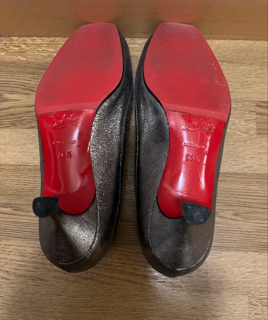 【美品✨】クリスチャンルブタン パンプス　シルバー　23.5cm ローヒール