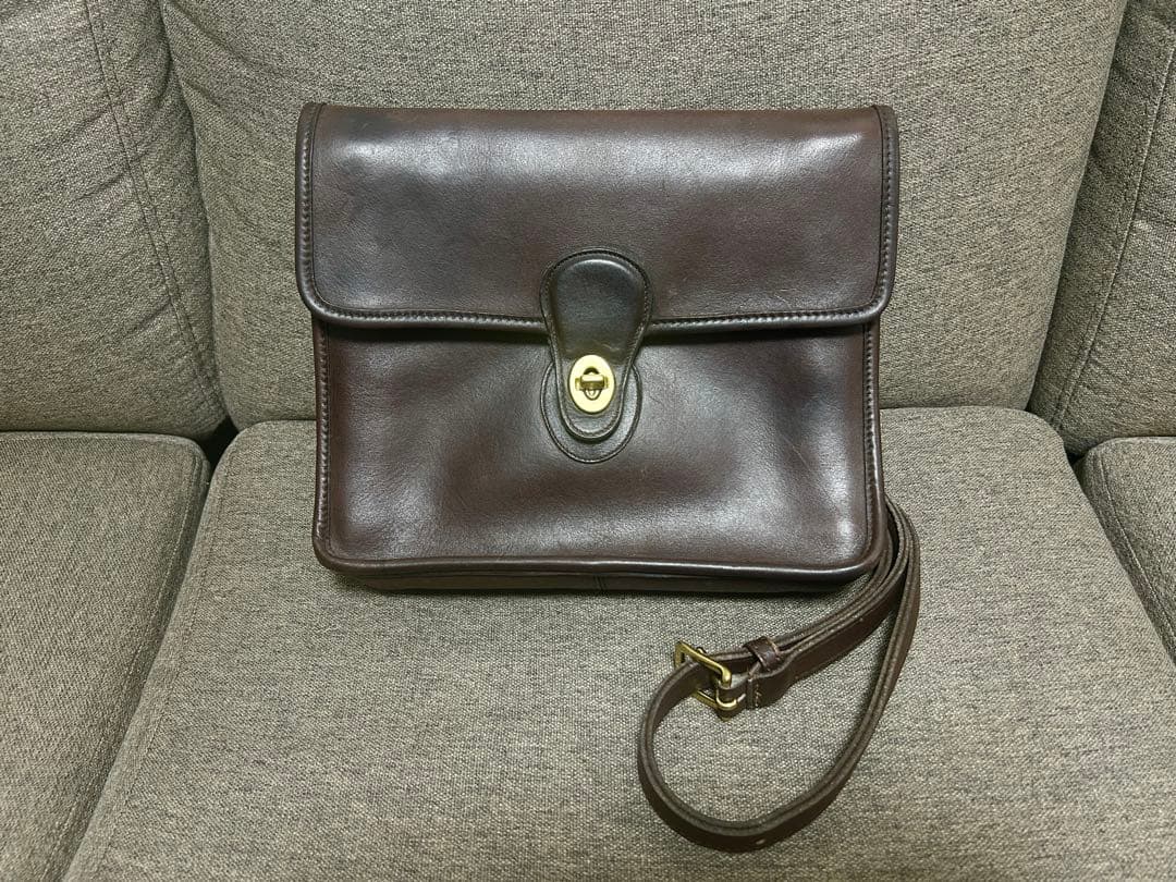 COACH オールドコーチ 茶 レザー ブラウン 2way ウィリス 美品 オールドコーチ ☆USA製 ウィリス ターンロック レザー 2WAY