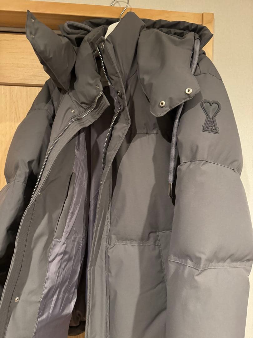 Ami Paris グレー ドローストリングダウンジャケット