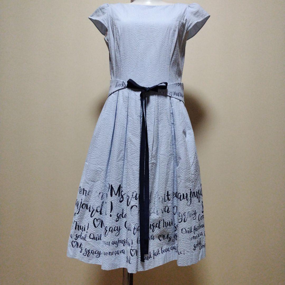 エムズグレイシー 水玉模様ひざ丈ワンピース ストライプ柄のワンピース