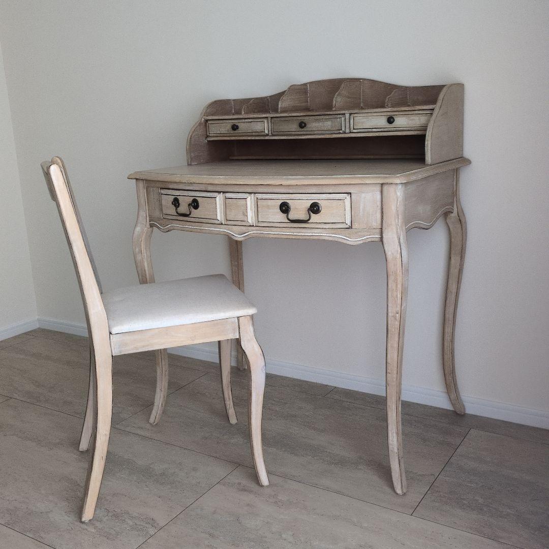 デスク（シャビーシック　フレンチシャビー　アンティーク　白家具） シャビーシック フレンチ リビング収納家具シリーズ デスク 通販