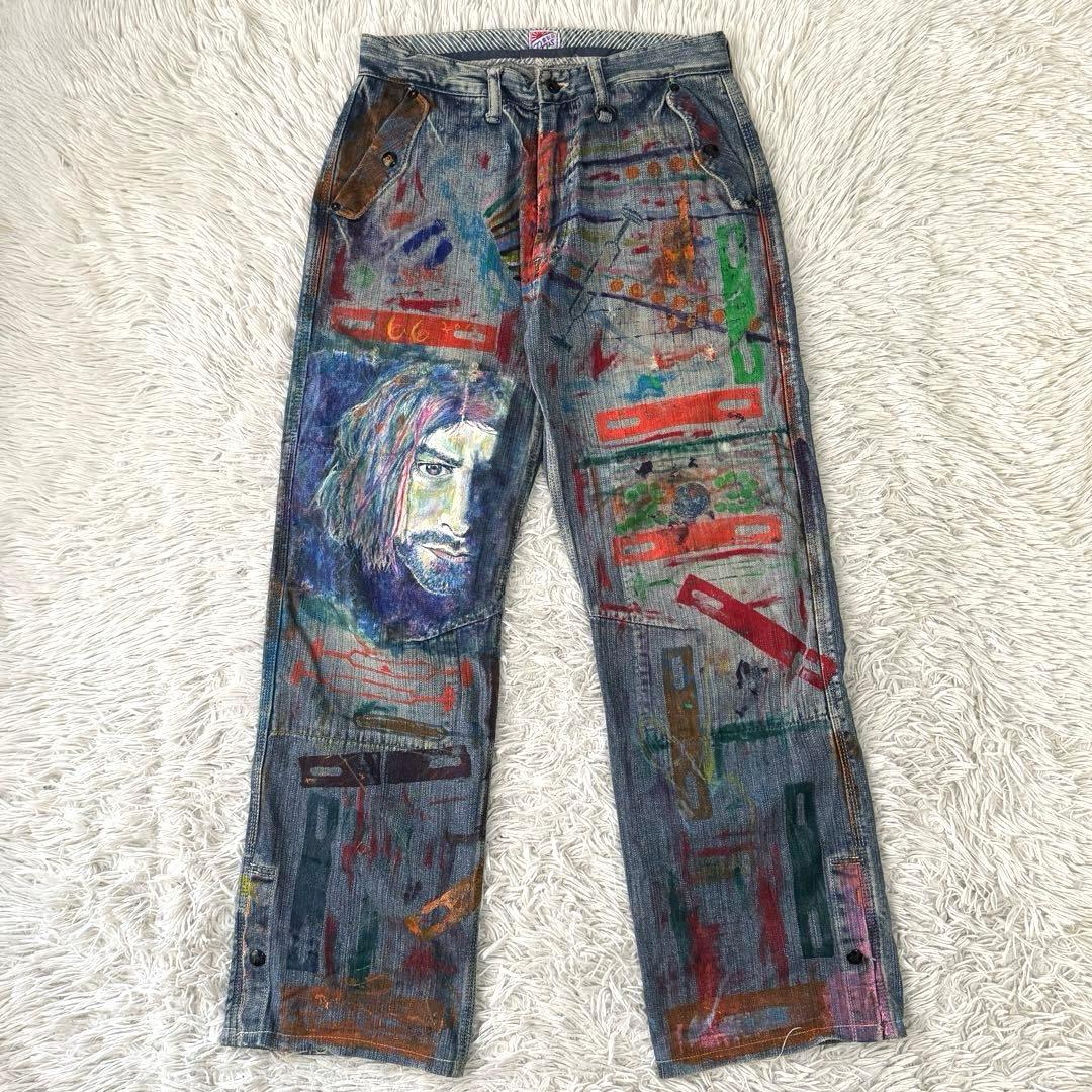 archive PRPS 紫製品 ペイント デニムパンツ グランジ 入手困難 - メルカリ