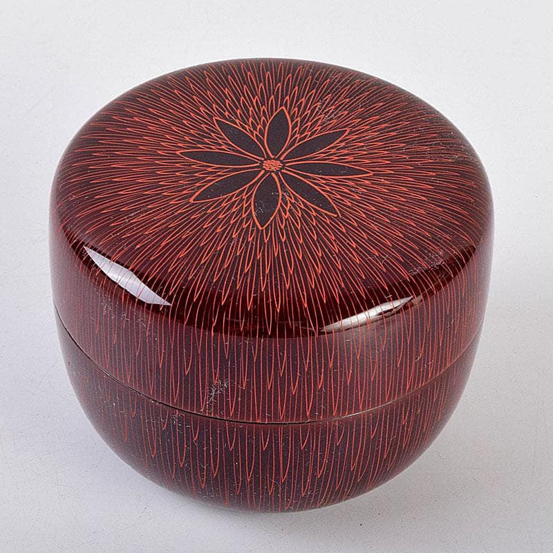 茶道具 中村湖彩作 朱菊毛彫 平棗 共布共箱 V 8641 - メルカリ