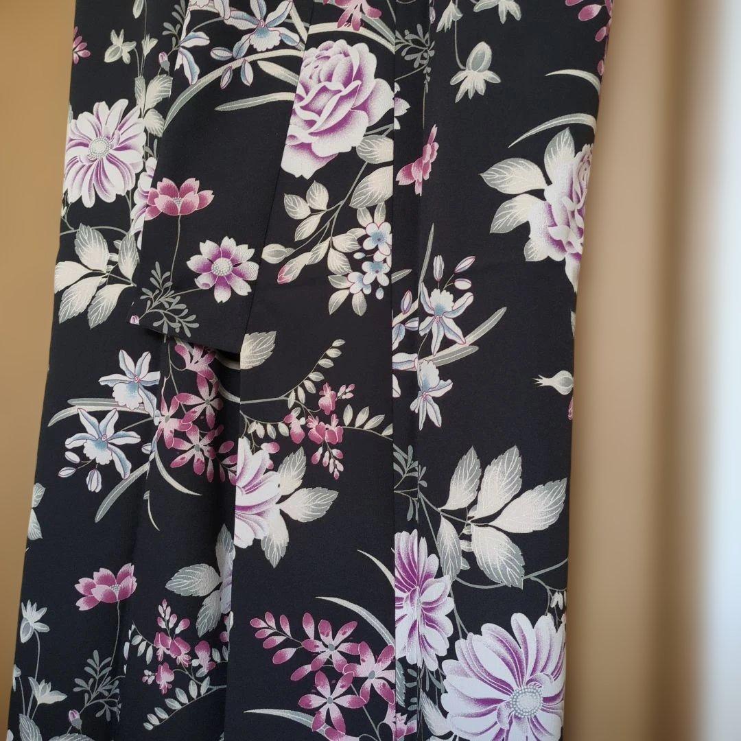 黒地に花柄の小紋着物 撫松庵 プレタМサイズ - メルカリ