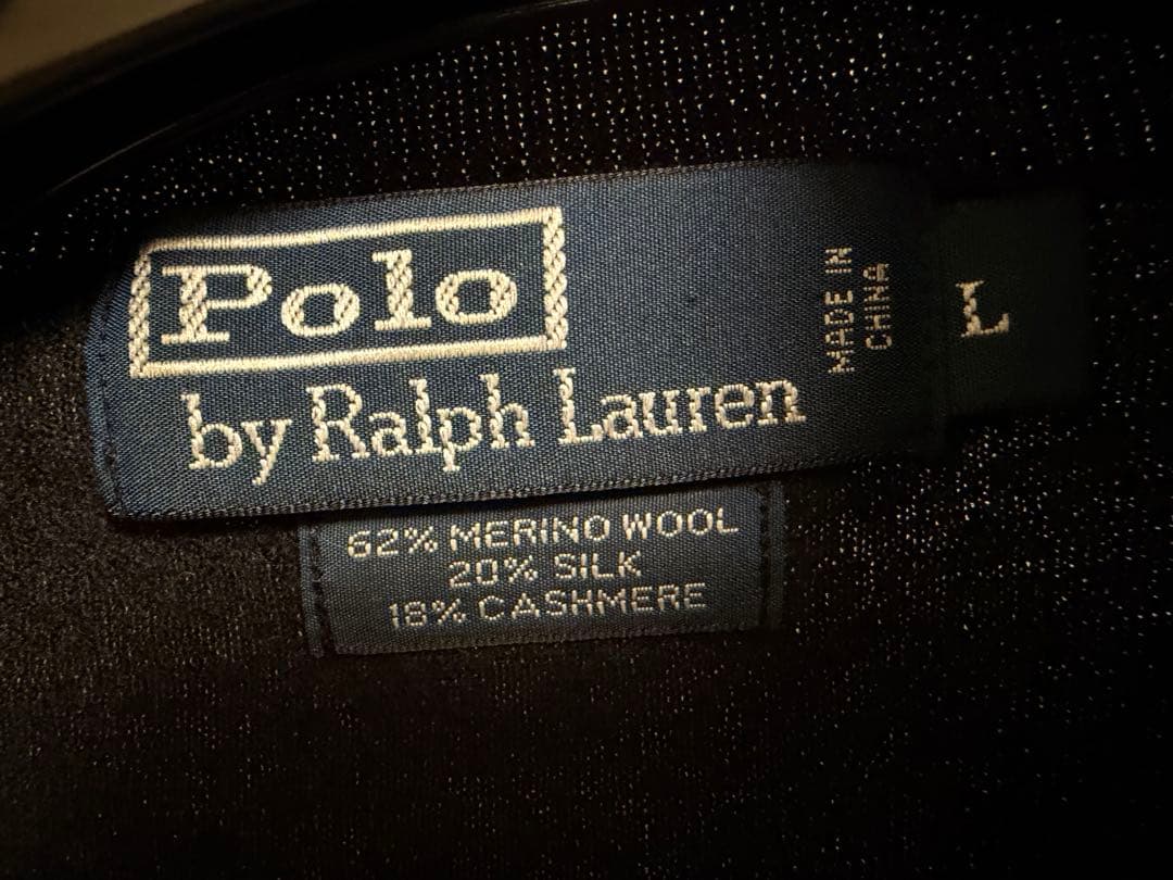 90s ラルフローレン カシミヤ シルク タートルネック ニット 黒 L