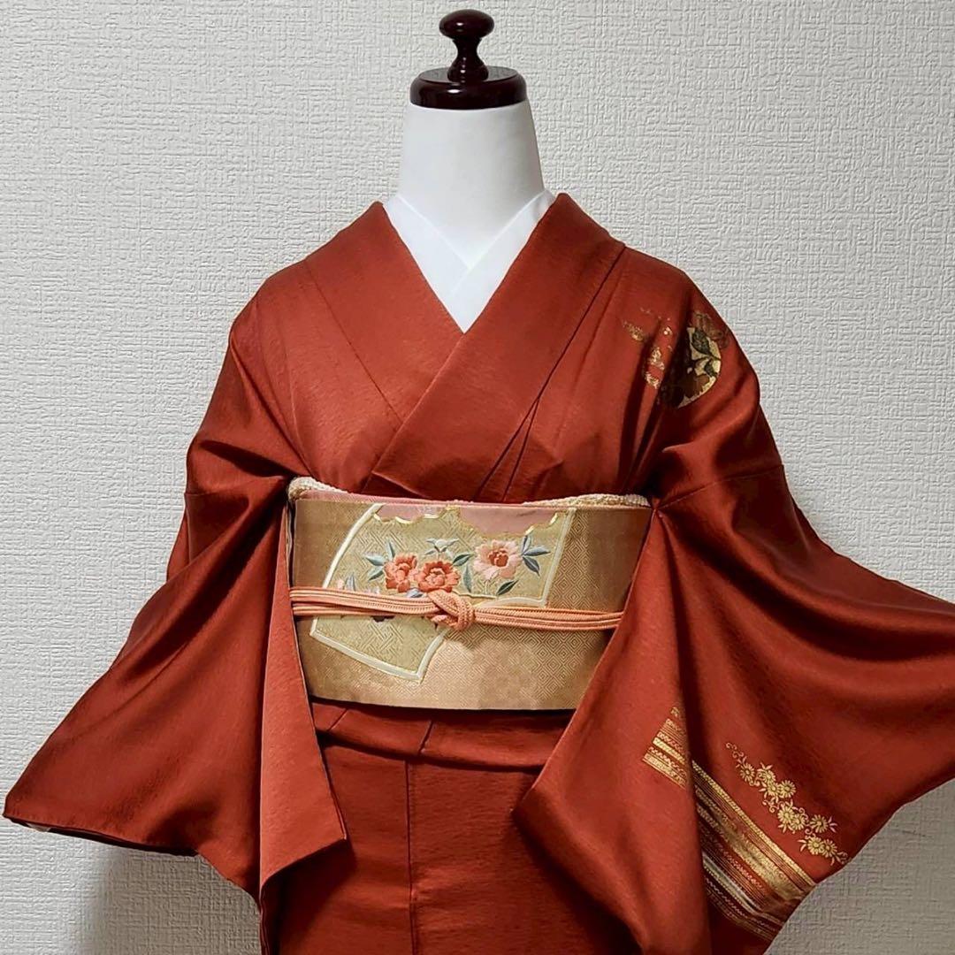 袷 正絹 訪問着 フルセット 4点 卒業式 入学式 結婚式 M〜L カ②-6