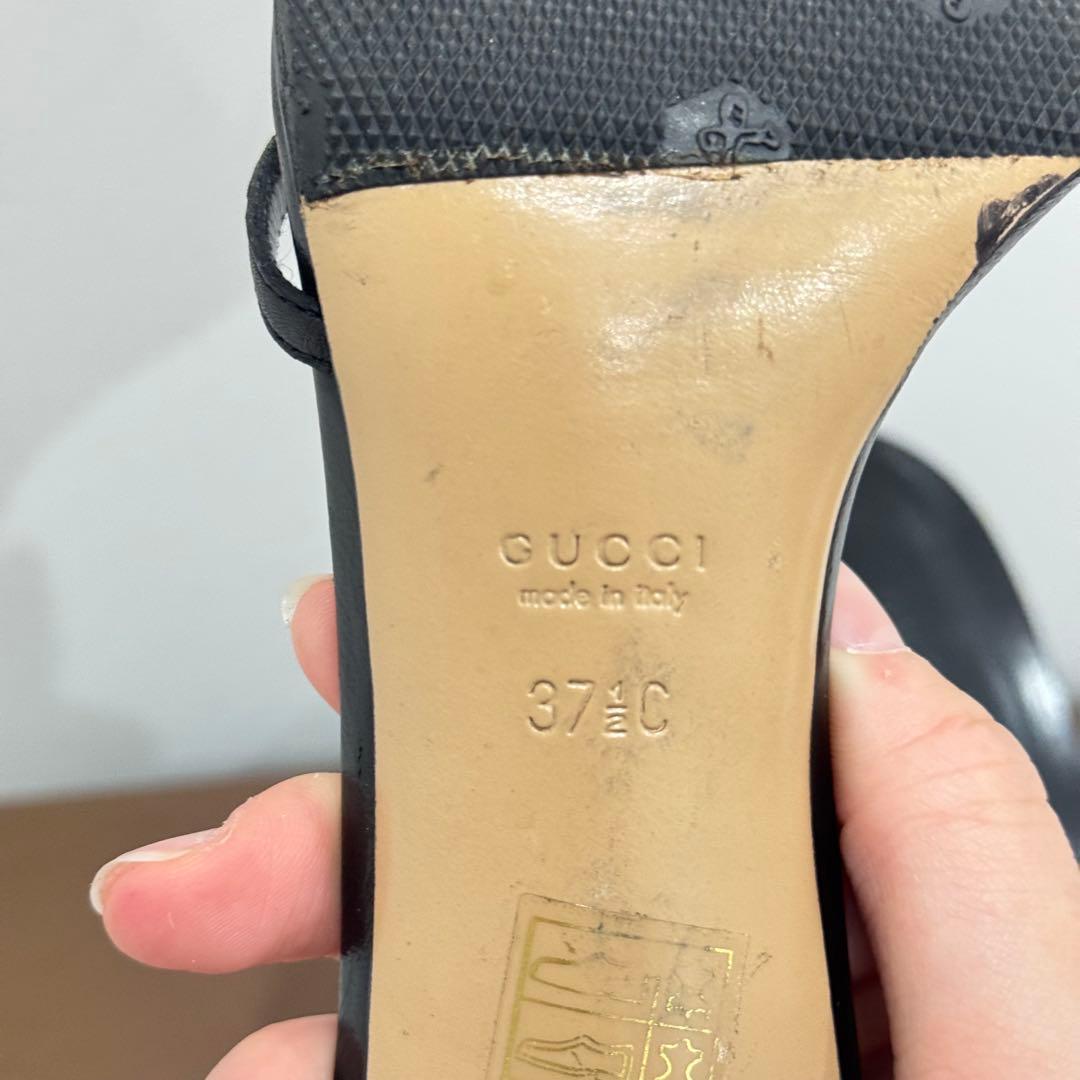 GUCCI グッチ　ブラック　黒　レザー　サンダル　37.5 24.5cm