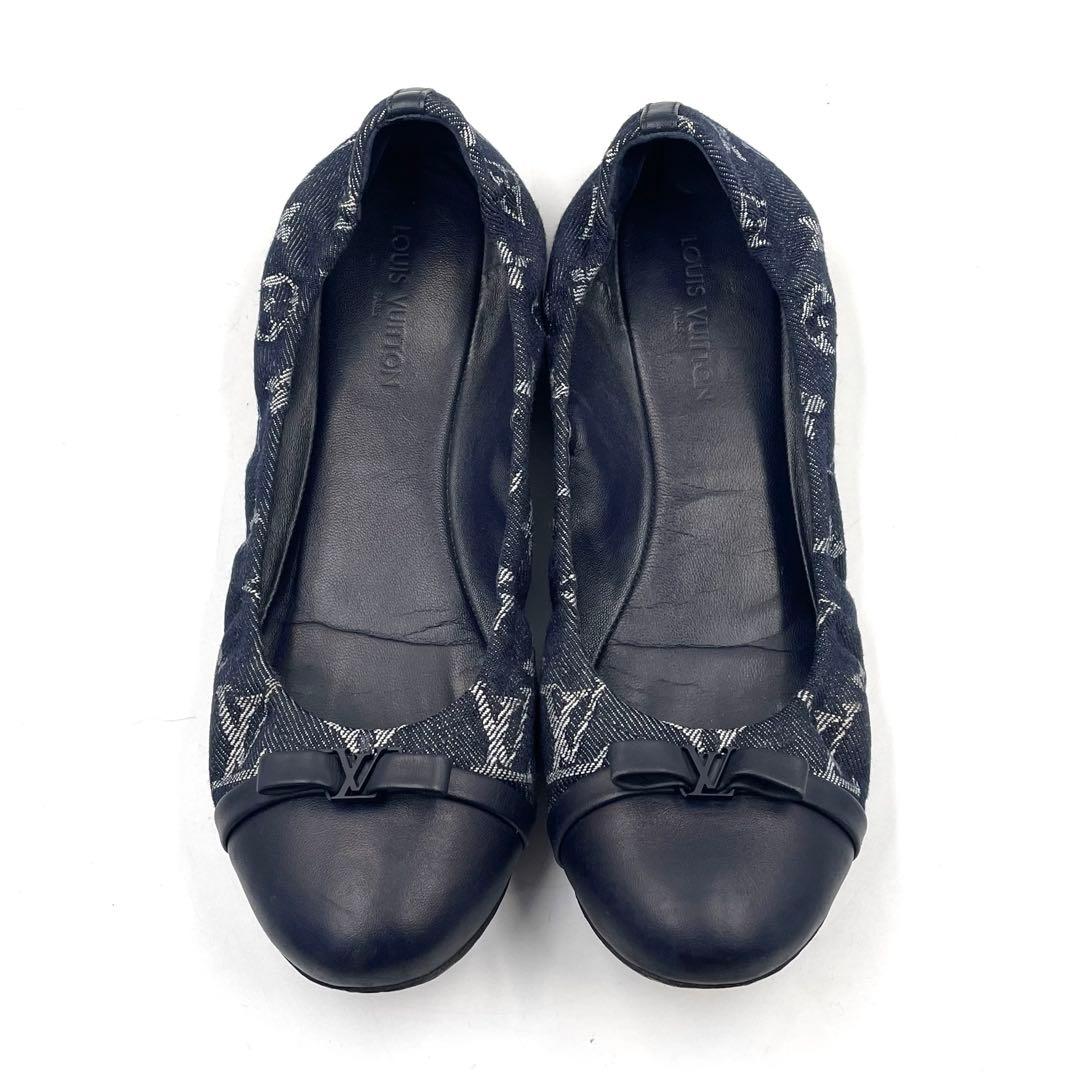 《超美品》ルイヴィトン フラット バレエシューズ パンプス モノグラム デニム
