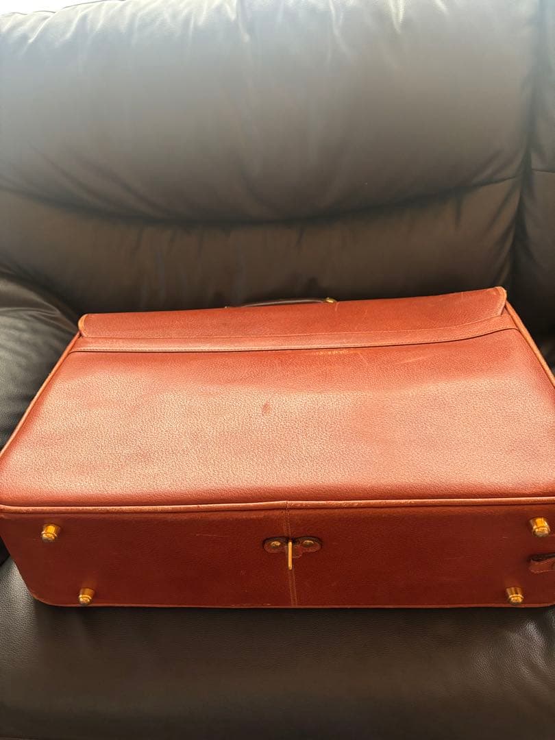 GUCCI ブラウンレザー ガーメントバッグ トラベルバッグ ストラップ付き