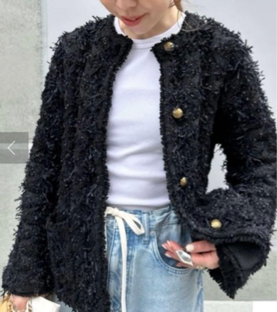 ウィムガゼット　ツイードカーディガン　ブラック ウィムガゼット Whim Gazette ツィードカーディガン （black