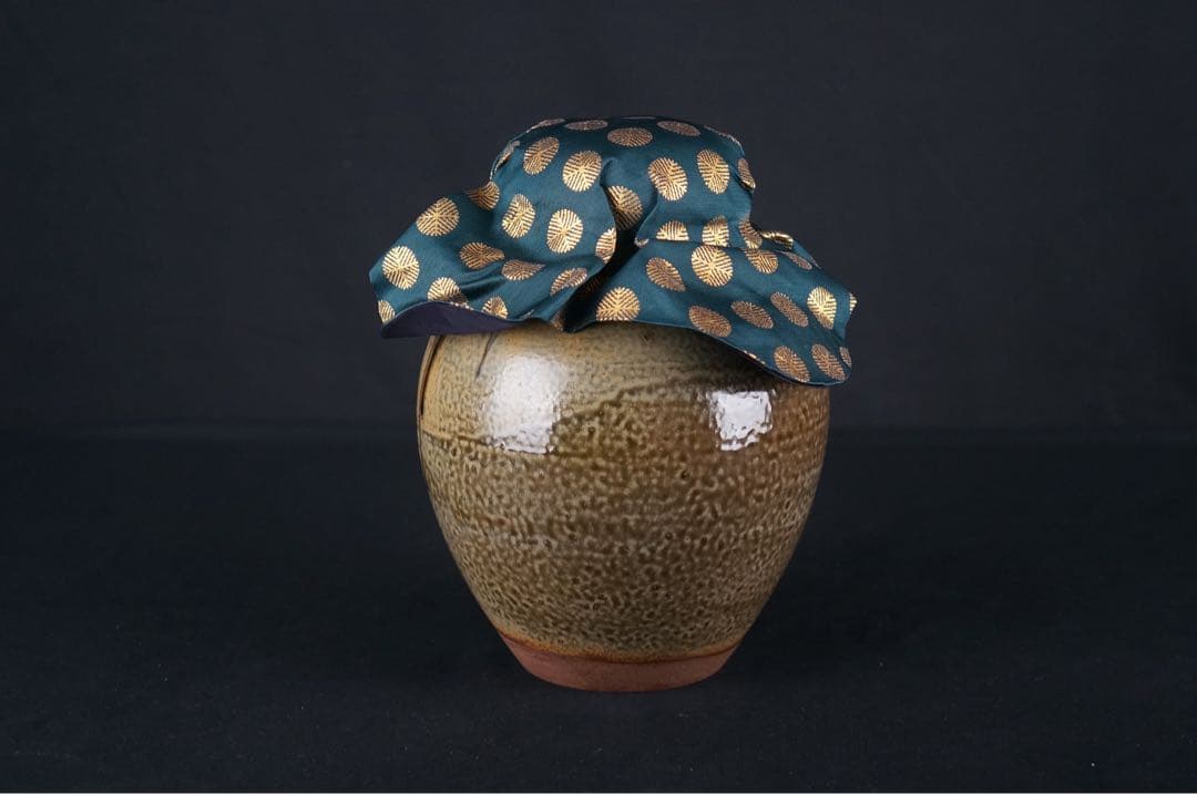 尾中窯 市野克 作 丹波焼 茶壺 飾壺 陶印 共箱 紙箱