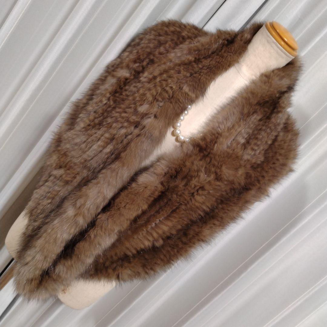 美品✩ムーンバット社✩ファビオラ✩ロシアンセーブル✩スヌード✩ファースヌード 半額 会員価格適用外】ロシアンセーブル編みこみファースヌード＆ティ