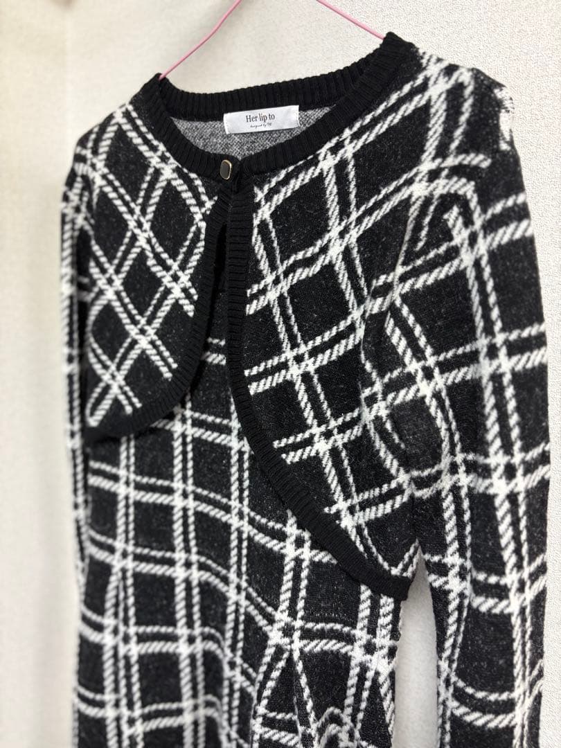 Herlipto Pantheon Checked Knit Dress M 黒 - メルカリ