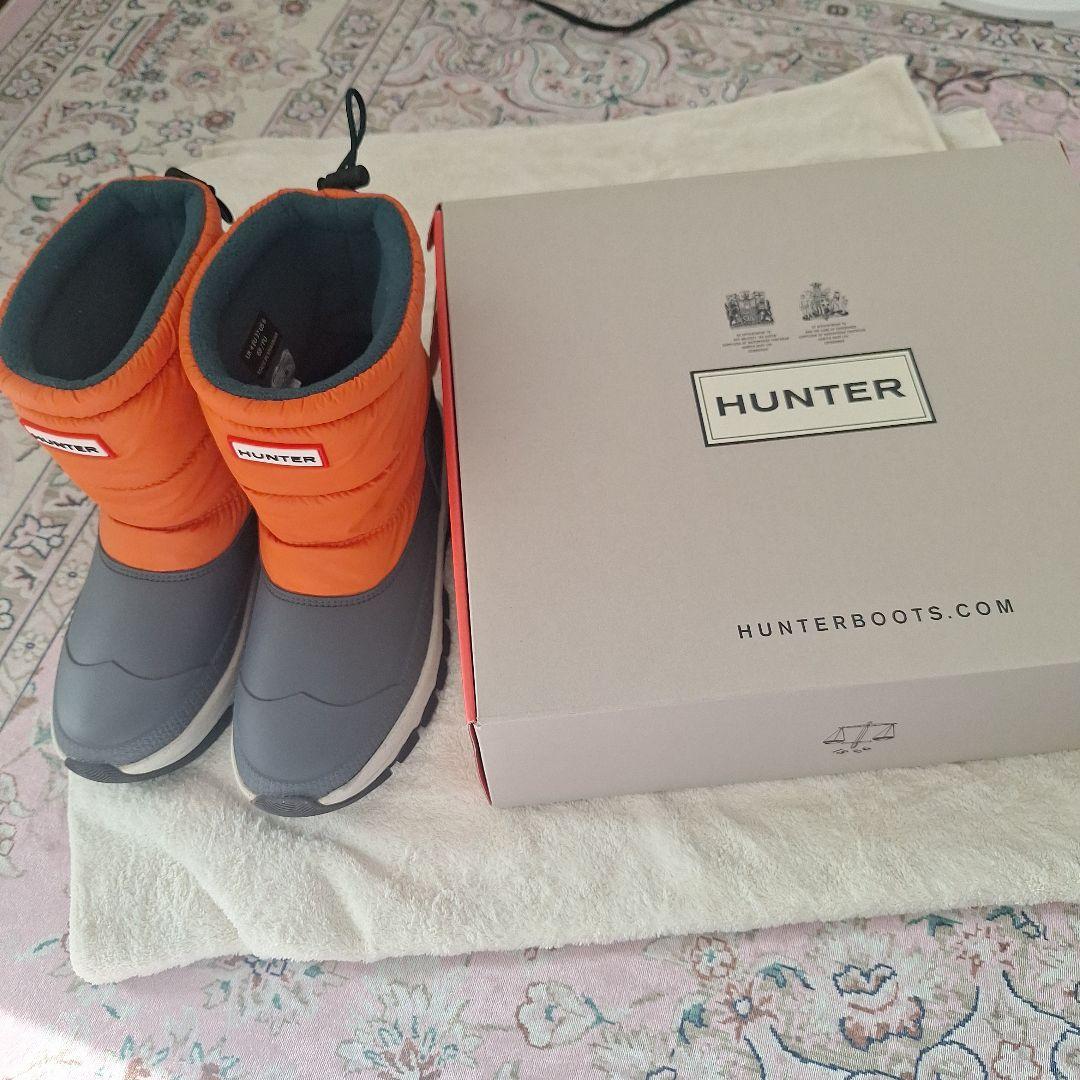 HUNTERハンター スノーブーツ オレンジ×グレー24センチほど - メルカリ