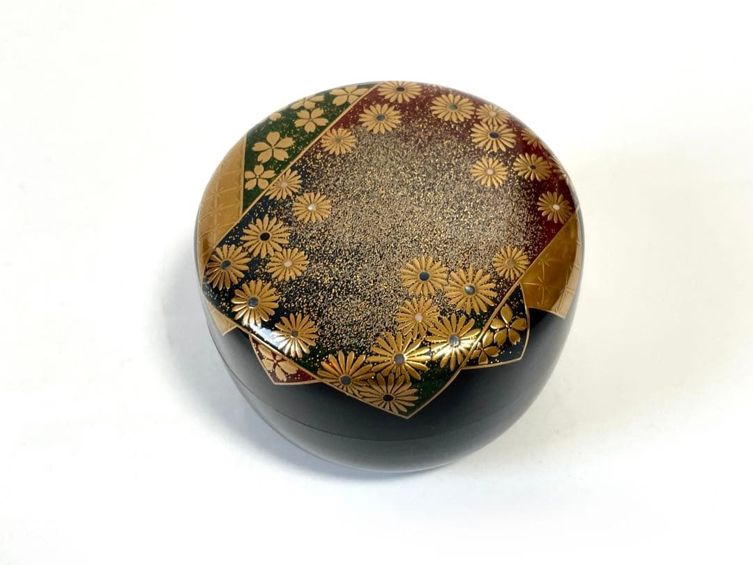 大多尾重則作 色紙春秋蒔絵 平棗 なつめ 棗 茶道具 共箱 蒔絵 桜 菊