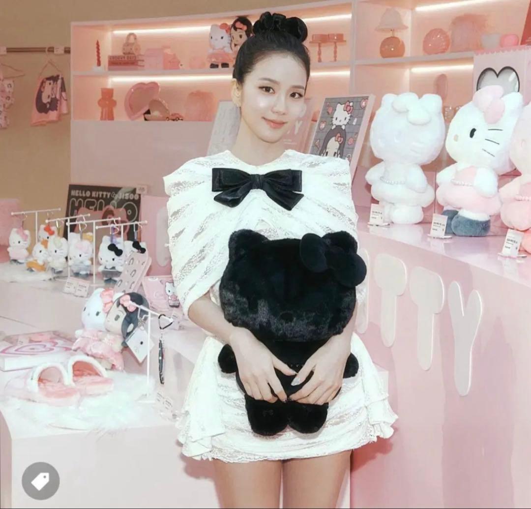 HELLO KITTY ♡ JISOO 40cm ぬいぐるみ 黒 ブラック - メルカリ