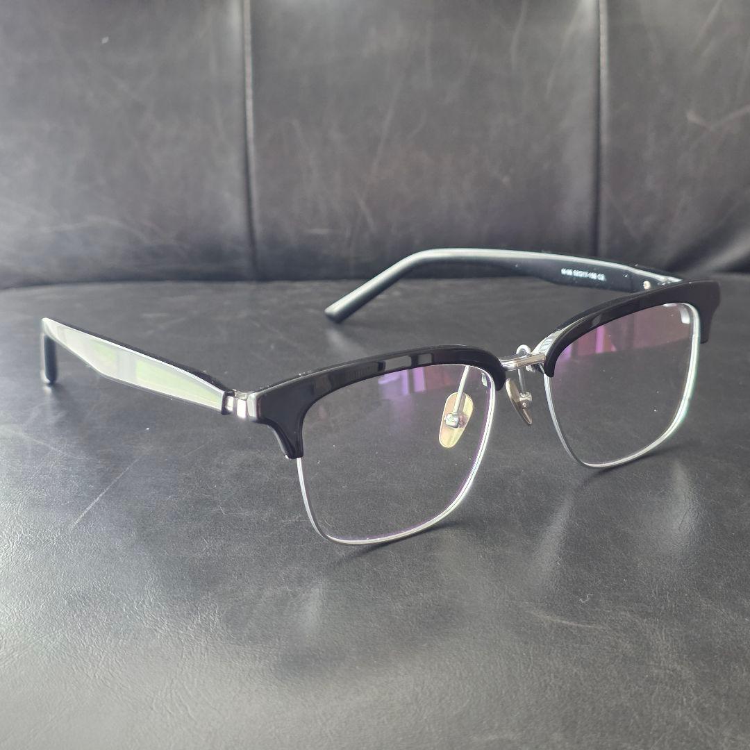 跳ね上げ式 メガネ サーモントブラック/シルバー チタン/アセテート