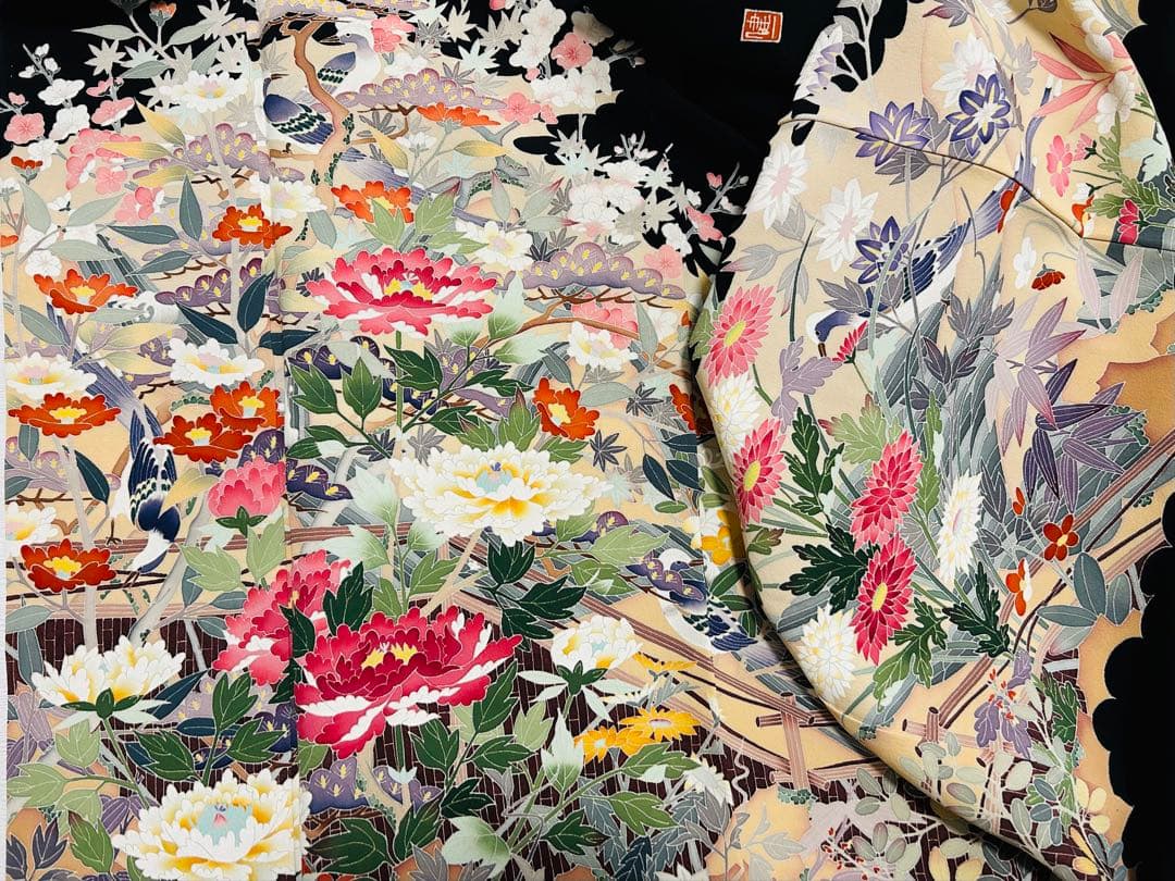 最高級本加賀友禅手書き技術者西川健一作品 本金箔高級袋帯23点完全