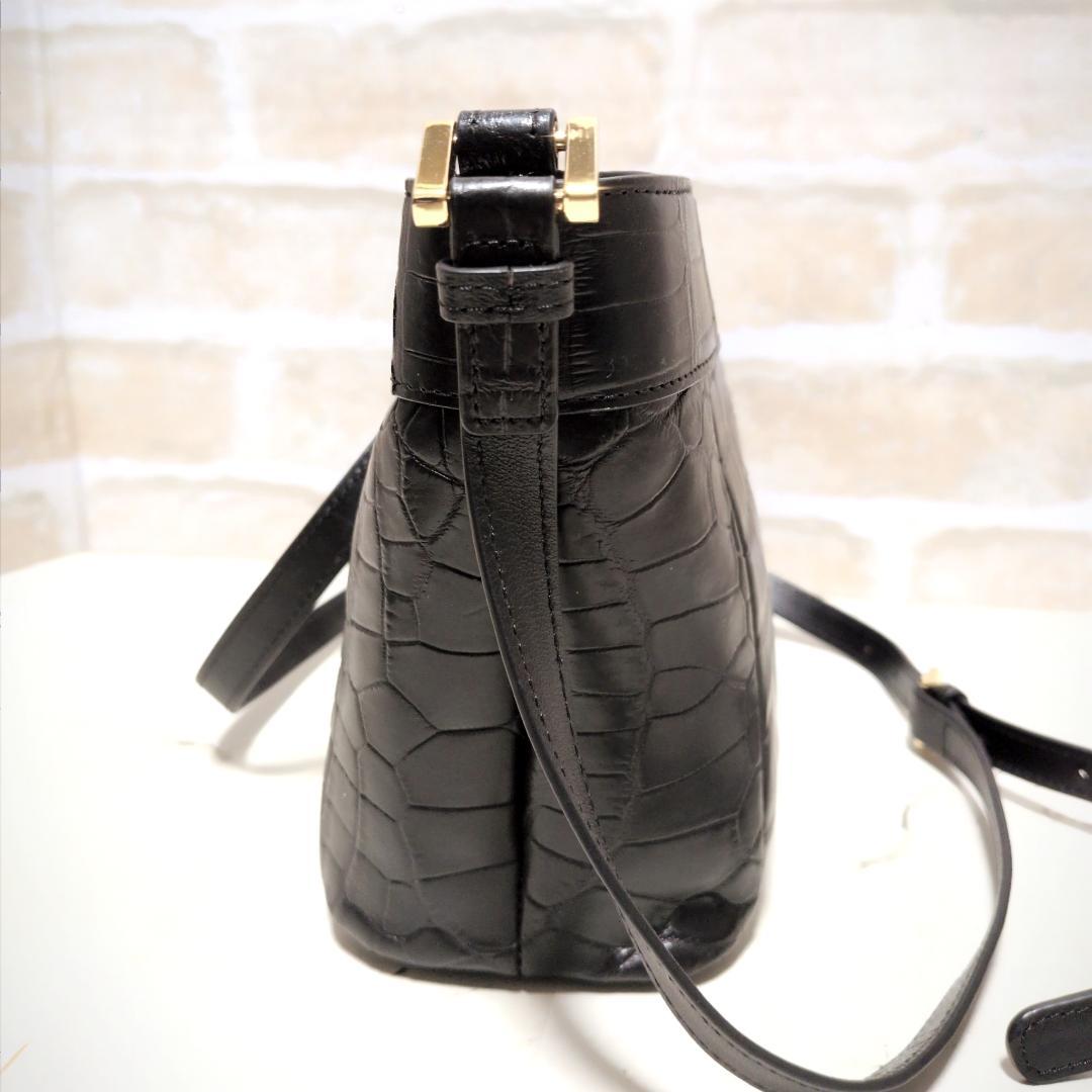 ☆クロコダイル/バケツ型 ショルダーバッグ ブラック 美品 希少レア