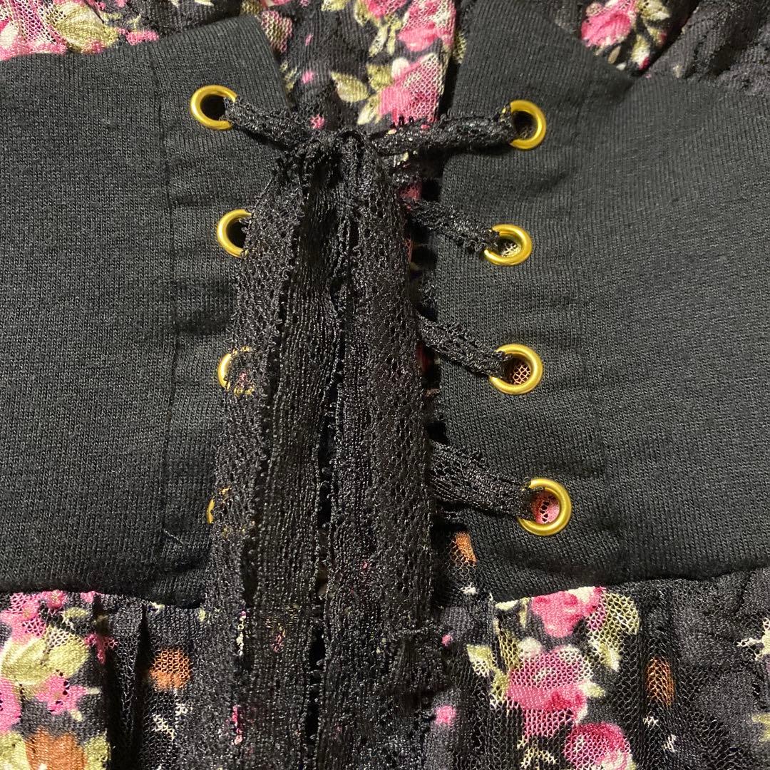 花柄 フレアスリーブミニワンピース y2k 平成ギャル フェアリー