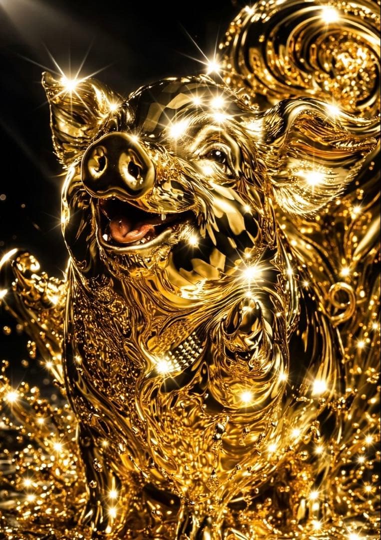 金ブタの黄金波動が運を動かす 額縁付き 開運グラフィック - メルカリ