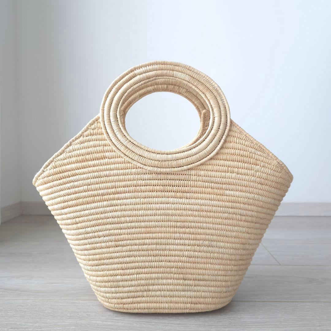 美品【セリーヌ】2025年春夏 ブレーテッド パニエ ラフィア かごバッグ