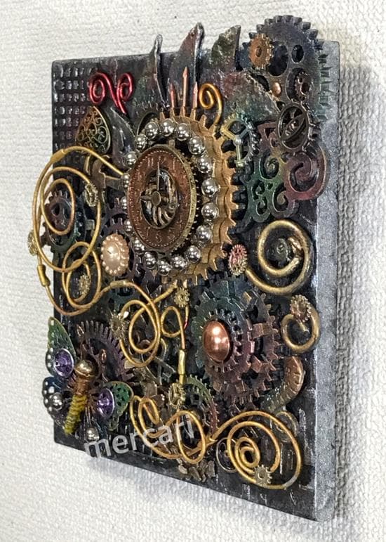 テクスチャーアート スチームパンク風アート 立体画 原画1点もの spma