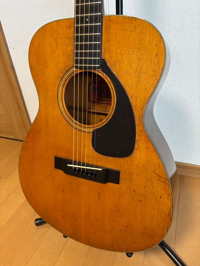 69年製❗️YAMAHAヤマハ FG110赤ラベル 横ロゴ 調整済‼️ - ギター