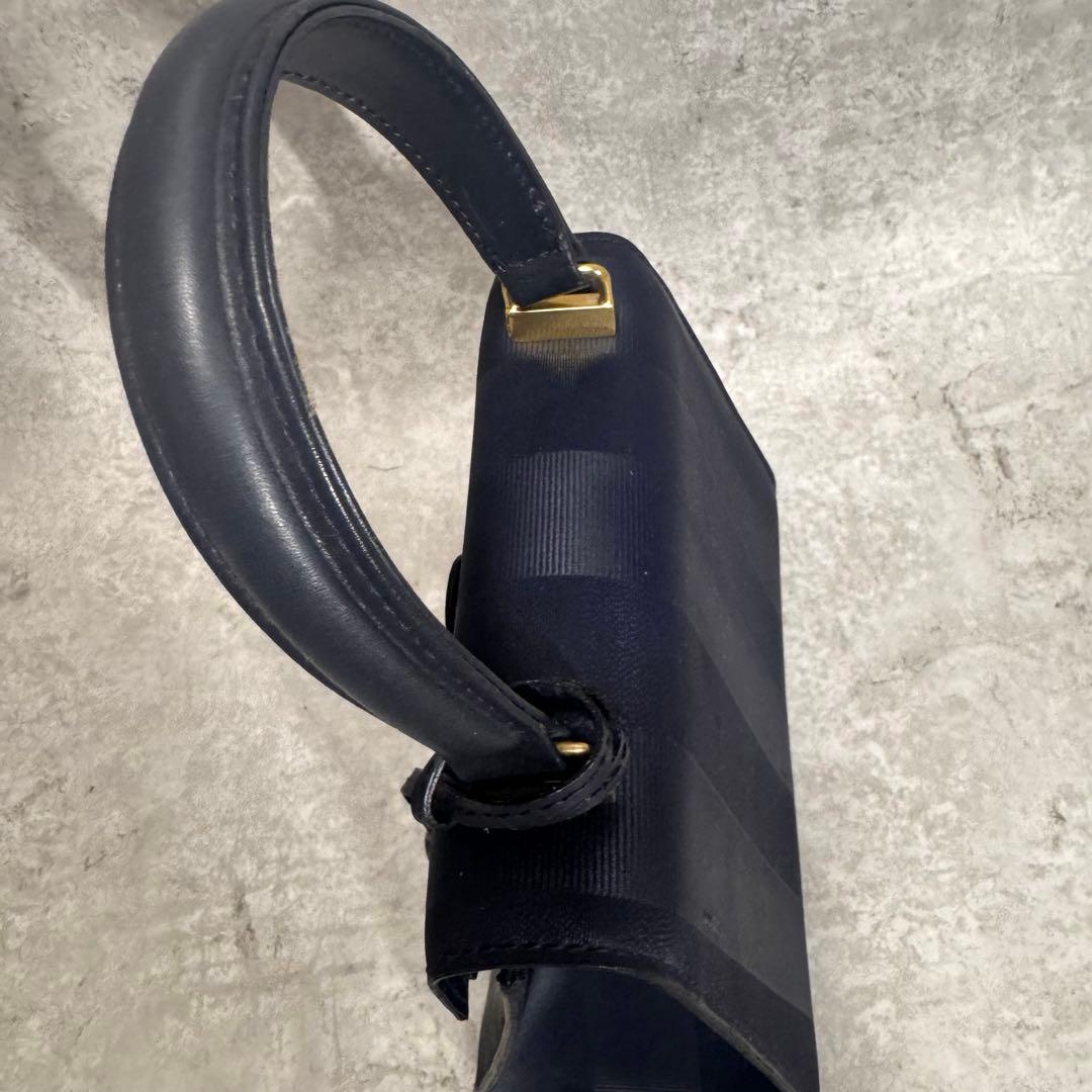 FENDI ペカン柄 ハンドバッグ ショルダーバッグ 2way ネイビー 鍵付き
