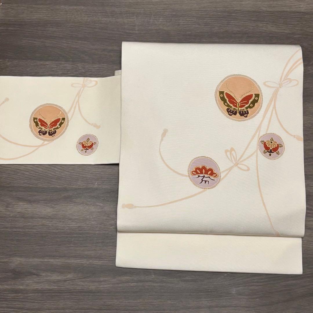 名古屋帯 手描友禅 白 塩瀬 正絹 中古 so256 楽天市場】岡重 名古屋帯 駒塩瀬 九寸 未仕立て 正絹 白 更紗文様 金彩