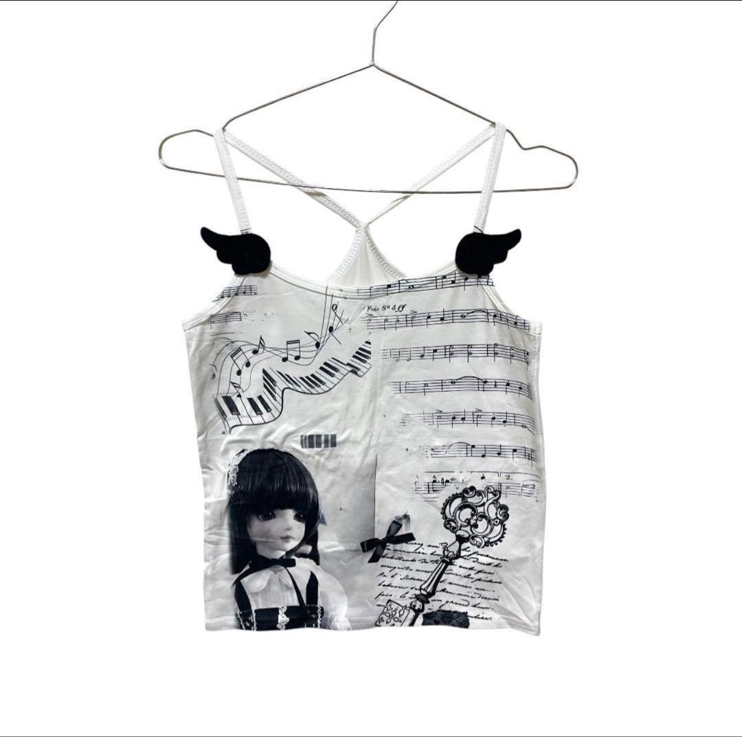 ゴシックドール×楽譜デザイン キャミソールトップス Y2K フェアリー