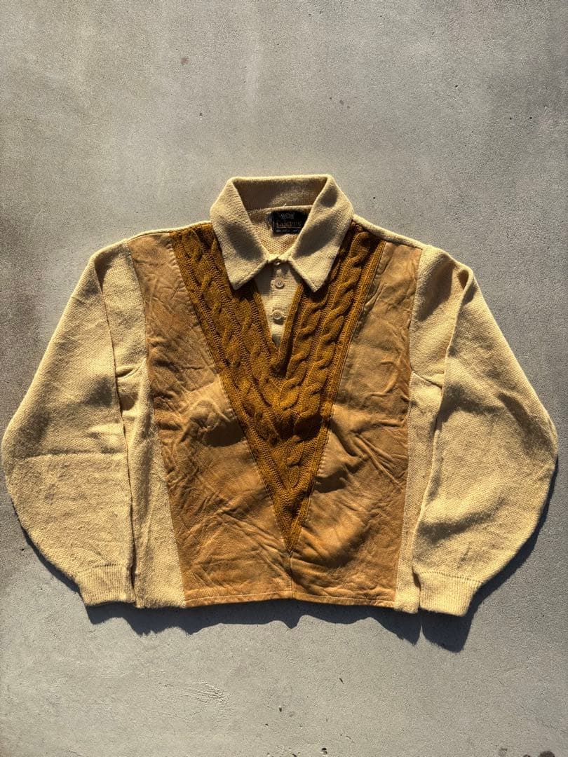 60s CAMPUS Knit V字切り替え ニット セーター 40s 50s 古着 キャンパス モヘアニット【CAMPUS】【1960's】Vintage V-Neck