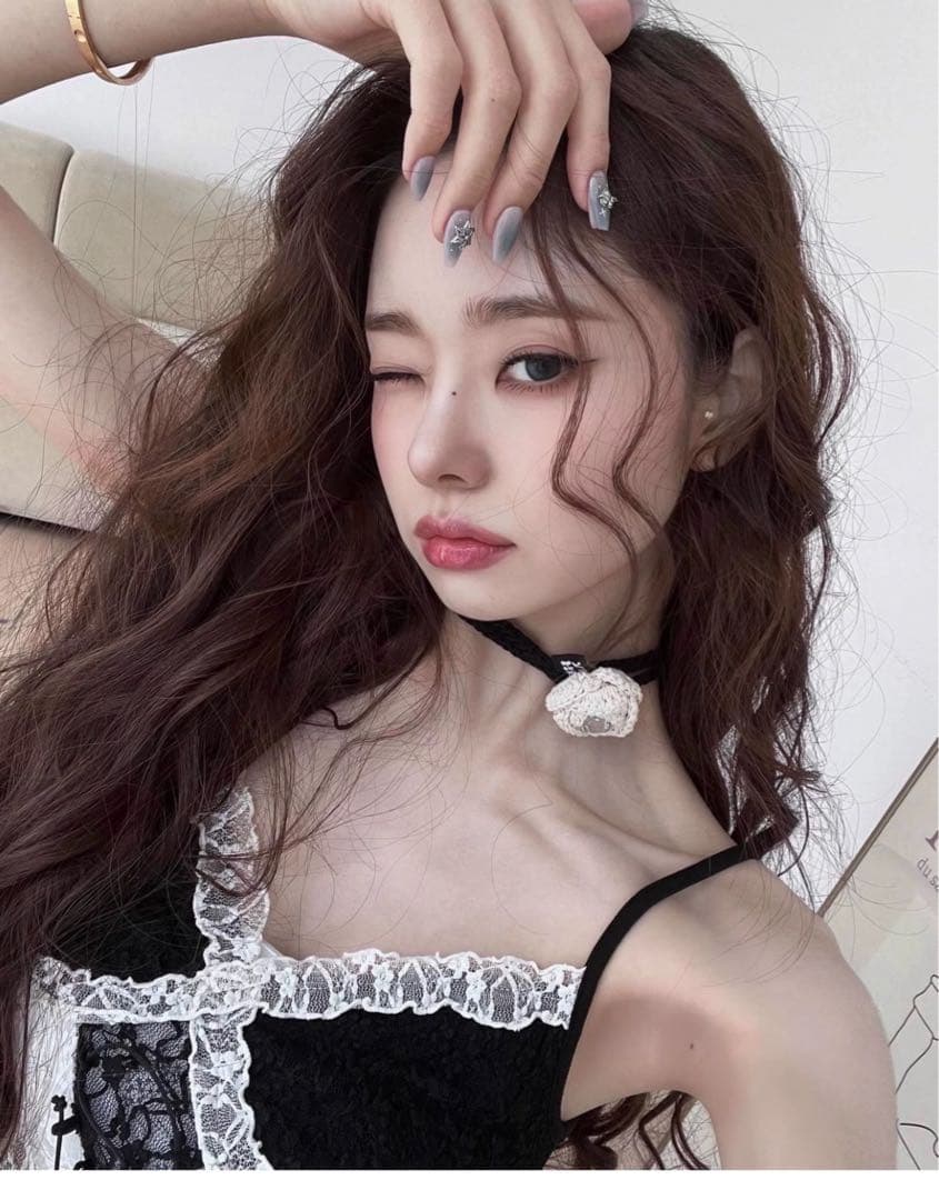 ジアちゃん着用 ♡セクシー可愛い黒白レースキャミソールミニスカート